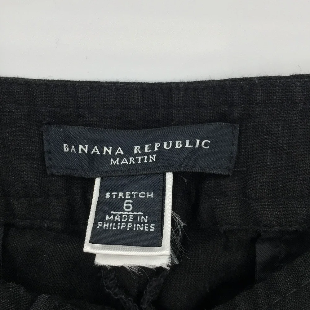 Banana Republic Martin Black linen‎ blend trouser pants lightweight minimalist 6